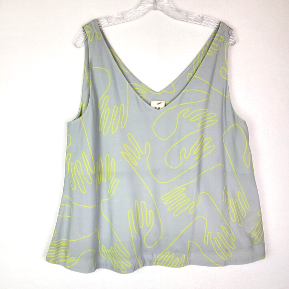 Elk Tops - Elk Womens Hands Viscose Tank Top Size 10 Gray Art-to-Wear